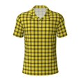thumbnail image 2 of Daiia Yellow Checkered Plaid Pattern Men’s Polo Shirts,Solid Deck Shirt,Classic Fit, Breathable Cotton Polo for Casual and Sport Wear-4X-Large, 2 of 7
