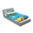 thumbnail image 3 of Retro Bedding Set with Sheet & Covers, Graphic Design Nostalgic Chevy Car a Sailer Guy in the Ocean Palms Vivid Sky Seaside, Printed Bedroom Decor 2 Shams, 4 Sizes, Multicolor, by Ambesonne, 3 of 3