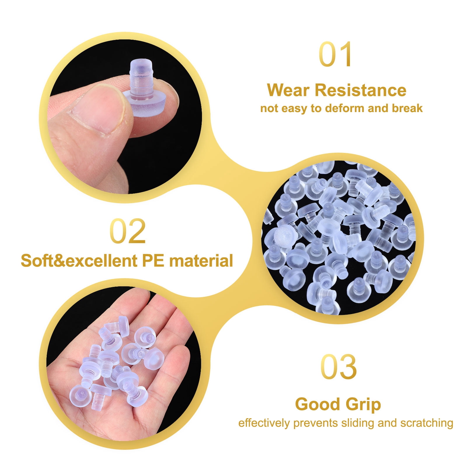 Unique Bargains 50Pcs Soft Stem Clear Bumpers Rubber Grippers Anti-Slip Pads