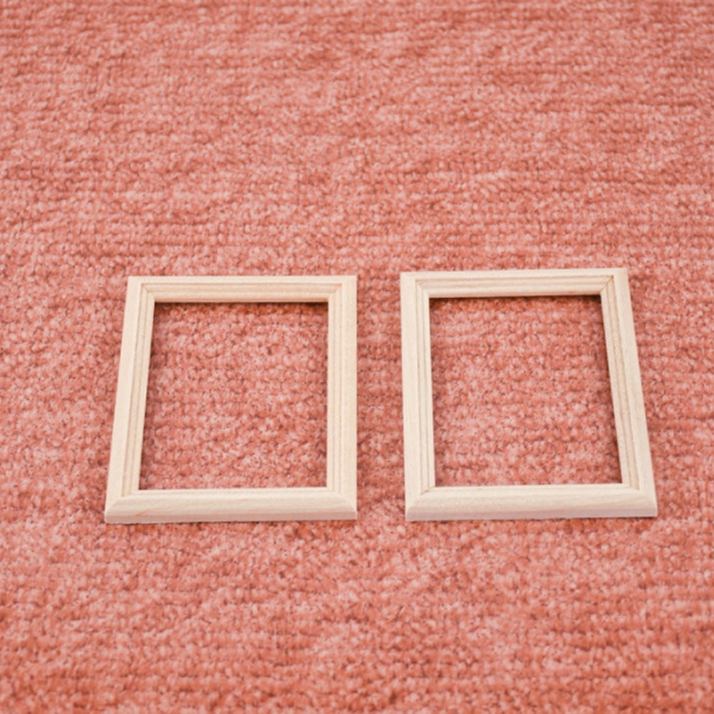 Gymnture Miniature Wooden Furniture Vintage Frames for Dollhouse Decoration