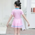 thumbnail image 4 of Quaouag Kids Girls Swimsuit One Piece Dress Short Sleeve Swimming Skirts Cute Zipper Bathing Suit Beach Swimwear Navy,Pink L,XL,2XL,3XL,4XL,5XL, 4 of 9