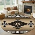 thumbnail image 2 of Round Rugs 6 Ft, Brown Southwest Non Slip Area Rugs for Kitchen Bedroom Entryway, Farmhouse Boho Aztec Geometric Neutral Washable Carpet Runner Rug Floor Mats for Bedroom Home Decor, 2 of 9