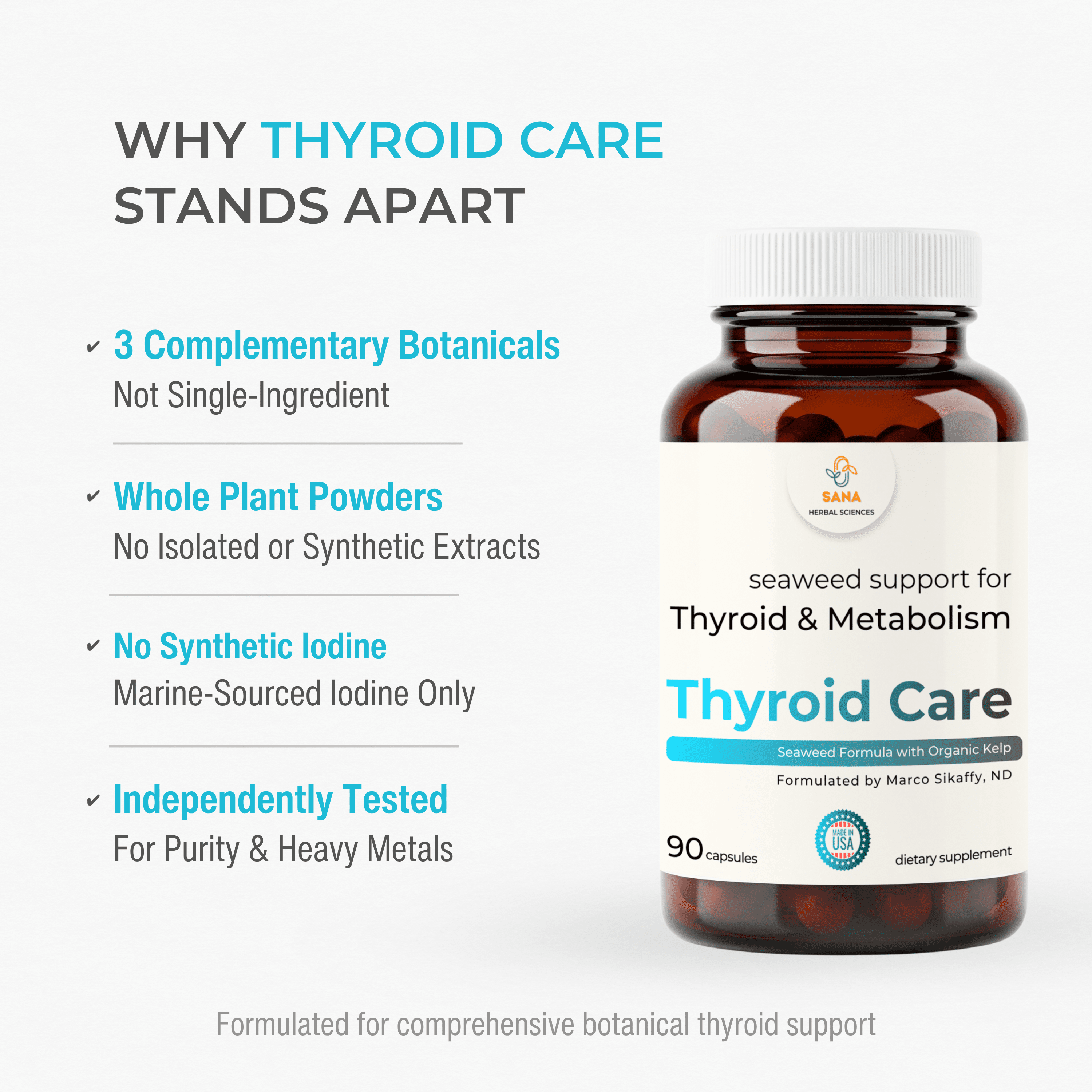 Sea Iodine Organic Kelp Supplement for Thyroid Support and Hypothyroidism | 210 mcg Seaweed Iodine Daily | for Women and Men | Hormone Balance & Metabolic Efficiency