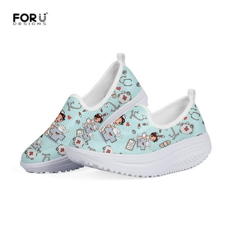 

WHEREISART Nurse 3D Heightreasing Flats Platform Summer Women Shoes Casual Mesh Sneakers for Ladies Slimming Swing Shoes