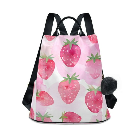 Strawberry Pink Travel Laptops Backpack for Women Anti-theft Casual Work Bag Daypack Lightweight Laptop Bag