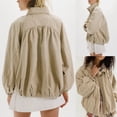thumbnail image 2 of Oversized Bomber Jacket Women Stand Collar Windbreaker Polyester Fall Utility Coat, 2 of 7