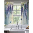 thumbnail image 2 of Butterfly Flower Sheer Curtains 63 Inch Length 2 Panels Set, Purple Floral Spring Vine Oil Painting Voile Window Treatment Rod Pocket Curtains Sheers Drapes for Bedroom/Living Room/Kitchen 52x"63"x2, 2 of 7