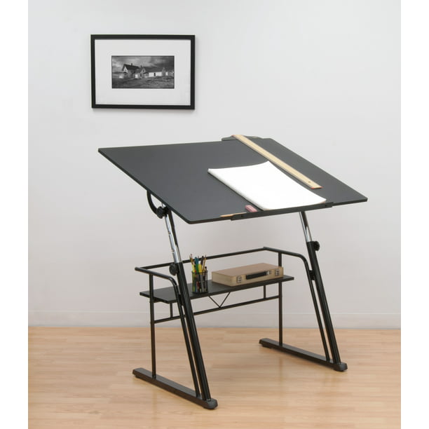 Studio Designs Zenith Adjustable Wood Top Drafting Table in Black ...
