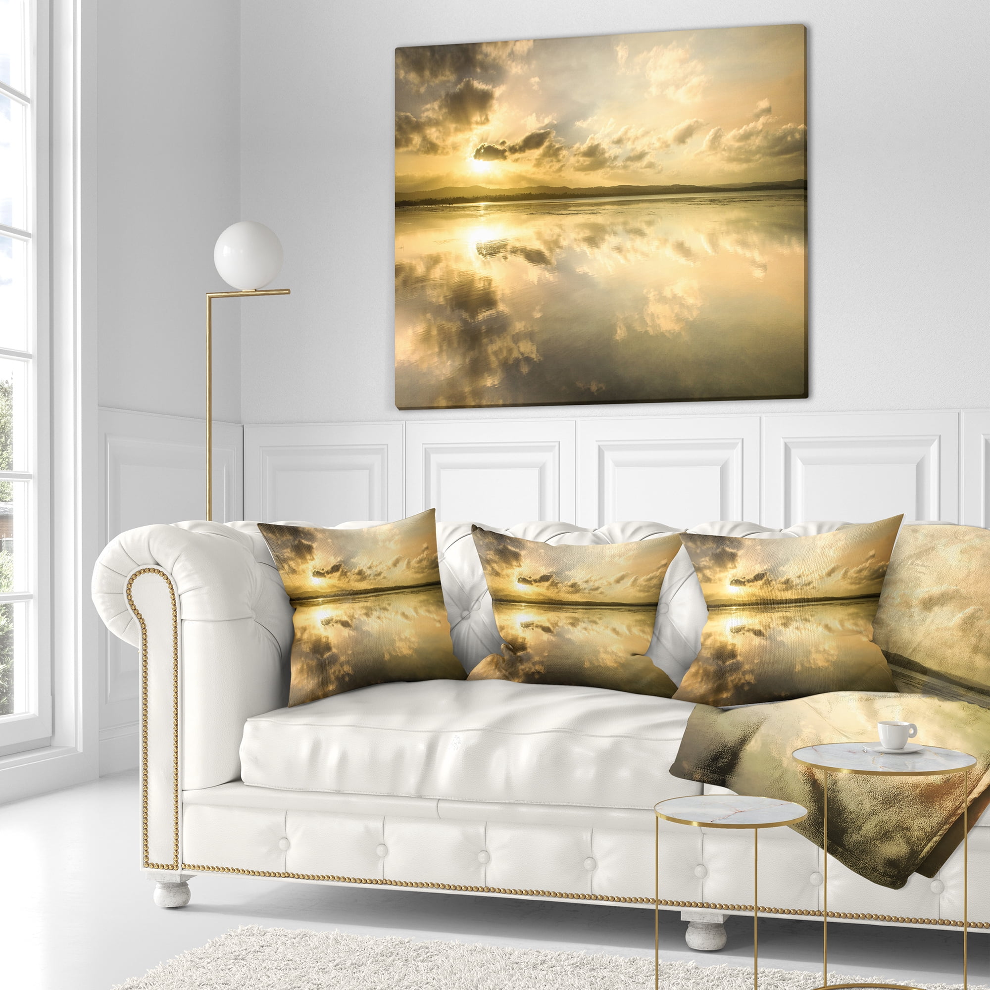 Designart Amazing Foreshore Reserve Reflection - Seashore Throw Pillow - 16x16