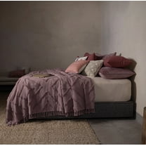 ALICE LILAC COLOR KNITTED FABRIC AND FRINGES TREND COMFORTER SET 1 PCS QUEEN SIZE 100% COTTON