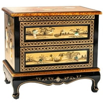 Oriental Furniture Gold Lacquer Two-Drawer Chest - Royal Ladies