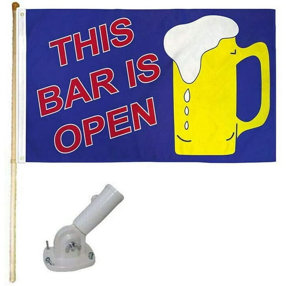 5' Wooden Flag Pole Kit W/Nylon White Bracket 3x5 This Bar is Open Poly Flag