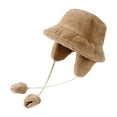thumbnail image 4 of Gorro cálido de invierno con orejeras extraíbles, gorro con protección para los oídos, gorro de pescador, sombreros de cubo para senderismo, hombres, , marrón Salvador Sombrero de invierno, 4 of 10