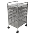 thumbnail image 6 of Rolling File Cabinet with 5 Drawers, Craft Cart Organizer with Wheels, Slim Storage for Makeup, Kitchen, Utilities, Office Supplies, and Tools (SILVER MESH), 6 of 22