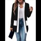 thumbnail image 2 of Chaqueta de Larga con Cuello de Muesca, Color y Negro, para Mujer, Básica, Otoño-Invierno. Negro XXL, 2 of 9