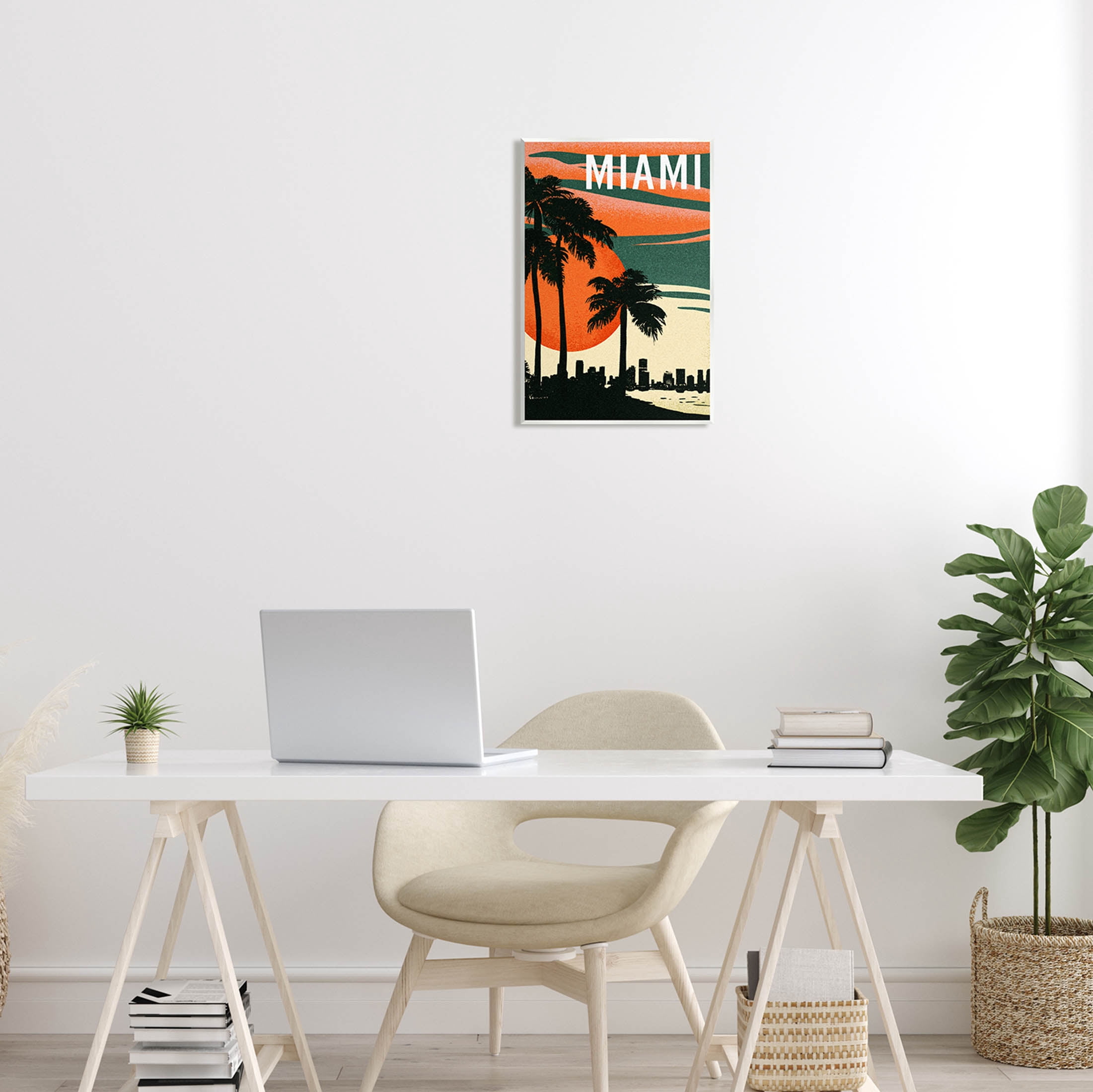 Stupell Industries Tropical Miami Palms Silhouette Graphic Art Unframed Art Print Wall Art, Design by Ziwei Li