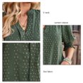 thumbnail image 4 of Blusa de media manga con farol para mujer, cuello en V, camisas fluidas, color puro, informal, lindo punto, 4 of 6