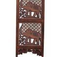 thumbnail image 5 of Hand Carved Elephant Design Foldable 4 Panel Wooden Room Divider Brown - Saltoro Sherpi, 5 of 6