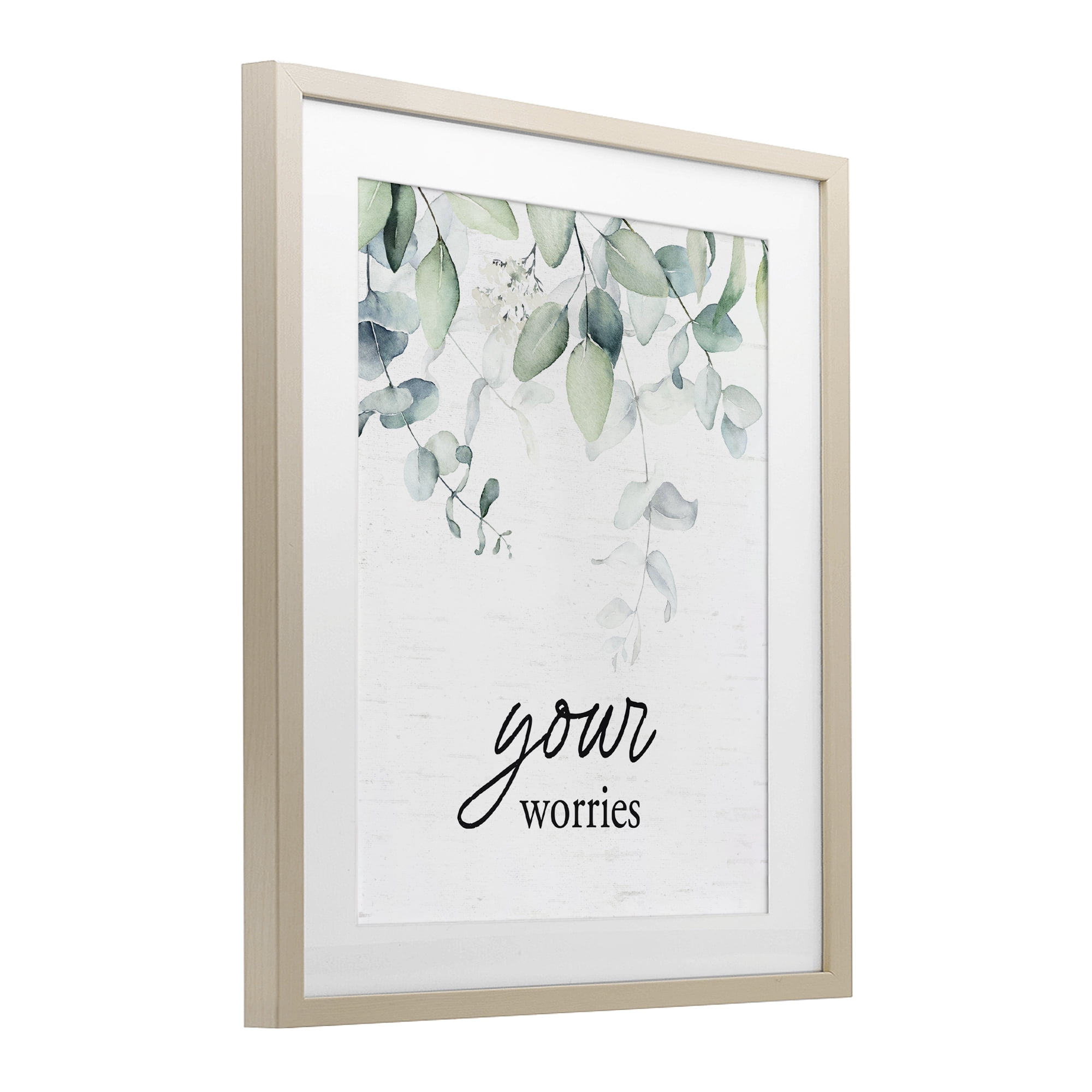 Your Worries Eucalyptus Birch Framed Print Under Glass, design by Lettered and Lined