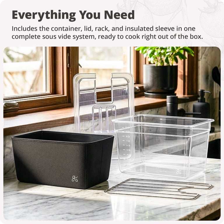 Sous-vide Accessoire Sous-vide Container 11 Liter Met Deksel En Rooster - Dubbele Opening, Voor De Meeste Sous-vide Apparaten Sous-vide Accessoires