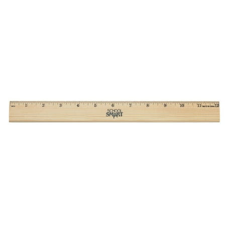 School Smart Wooden Ruler Single Beveled Metal Edge 12 X 1 14 X 14 Inches
