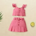 thumbnail image 2 of Coerni Toddler Baby Girl Skirts Outfit Spring Summer Kids Clothes Sleeveless Knit Vest Top + Pleated A Line Skirts Set, 2 of 9