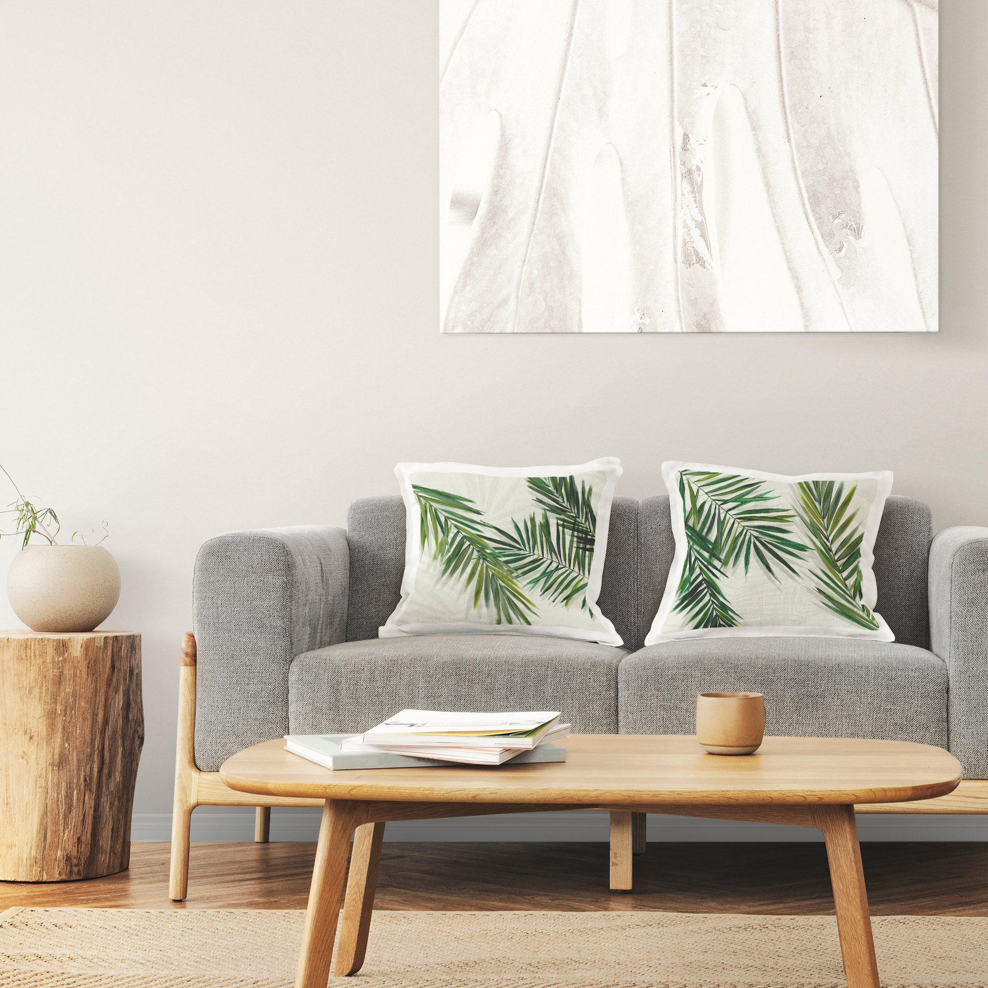 Stupell Industries Alternating Palm Fronds Decorative Printed Throw Pillow Design by Hannah Dawson.