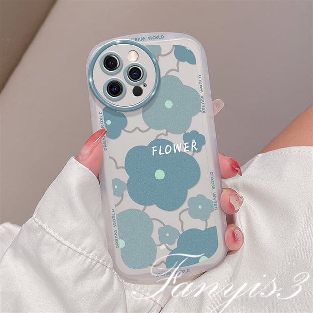 OPPO A78 A17 A17k A77 A77s A57 A76 A96 A16 A16s A16k A15 A15s A74 A54 A95 A94 A93 A53 A32 A5 A9 2020 A5s A3s Reno 8T 7Z 6Z 5Z A52 A92 F11Pro Funda De Teléfono Floral Azul Suave TPU Cubierta