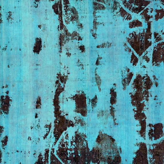 Ahgly Company Indoor Square Persian Turquoise Blue Bohemian Area Rugs, 6' Square