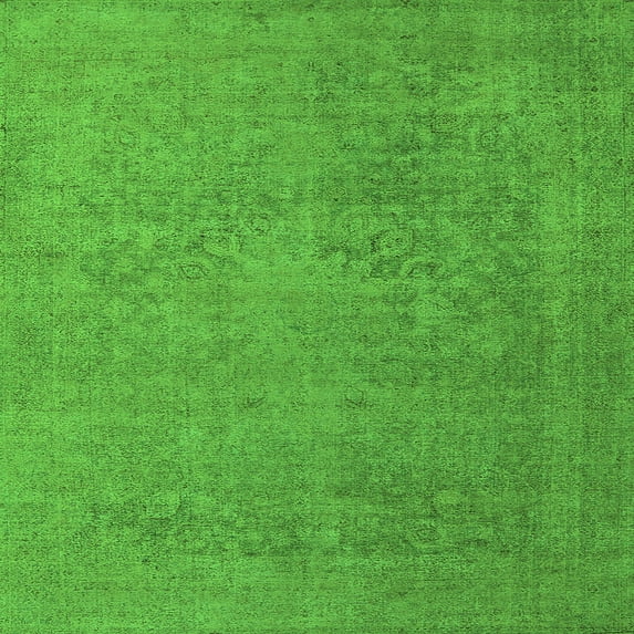 Ahgly Company Indoor Square Oriental Green Industrial Area Rugs, 3' Square