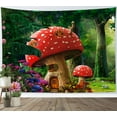 thumbnail image 1 of HVEST Red Mushroom Castle Tapestry Green Forest with Colorful Flower Natural Plant Aesthetics Wall Hanging Tapestry for Bedroom Living Room Dorm Party Wall Decor,80X60 Inches, 1 of 7