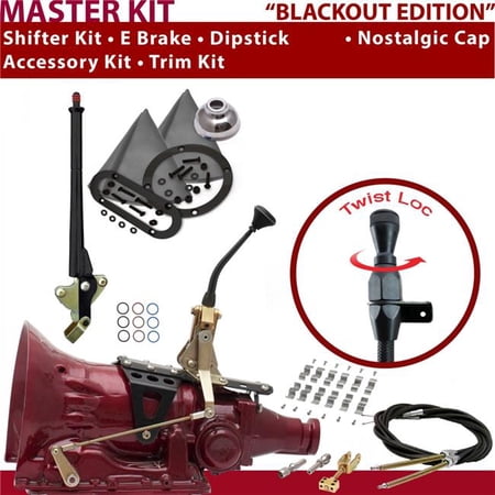 American Shifter C4 Shifter Kit Black 8 in. E Brake Cable Clamp Trim Kit Dipstick for F6E35