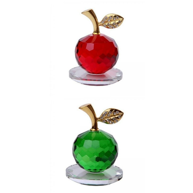 2pcs Crystal Fruit Figurine Paperweight Ornament Home Decor Collectibles Sunnimix none