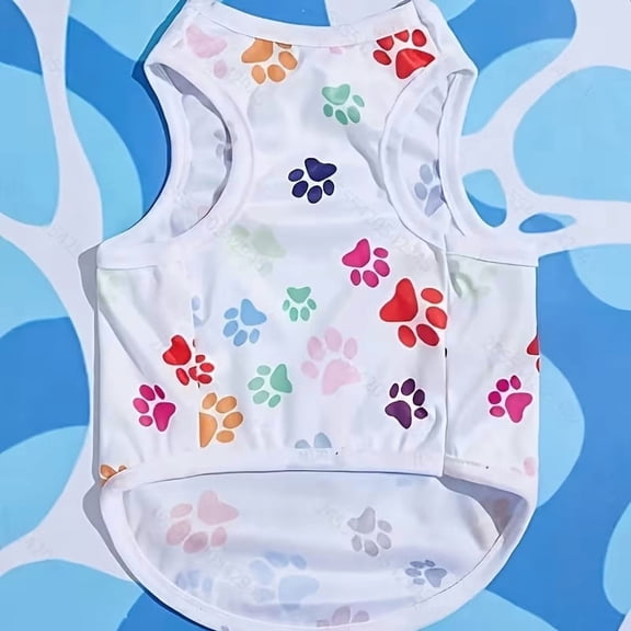Handmade Paw Print Pet Vest for Small Dogs Breathable Lightweight