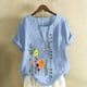 thumbnail image 1 of Fiudx Ofertas Relámpago Camisa Holgada Informal de Verano con Cuello Redondo y Manga Corta con Estampado de Flores para Mujer, 1 of 4