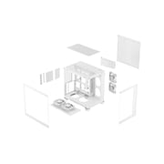 Pop 2 Vision Panoramic Glass White RGB E-ATX Dual-Chamber PC Gaming Case with Front and Side TG Panels Mid Tower PC Case