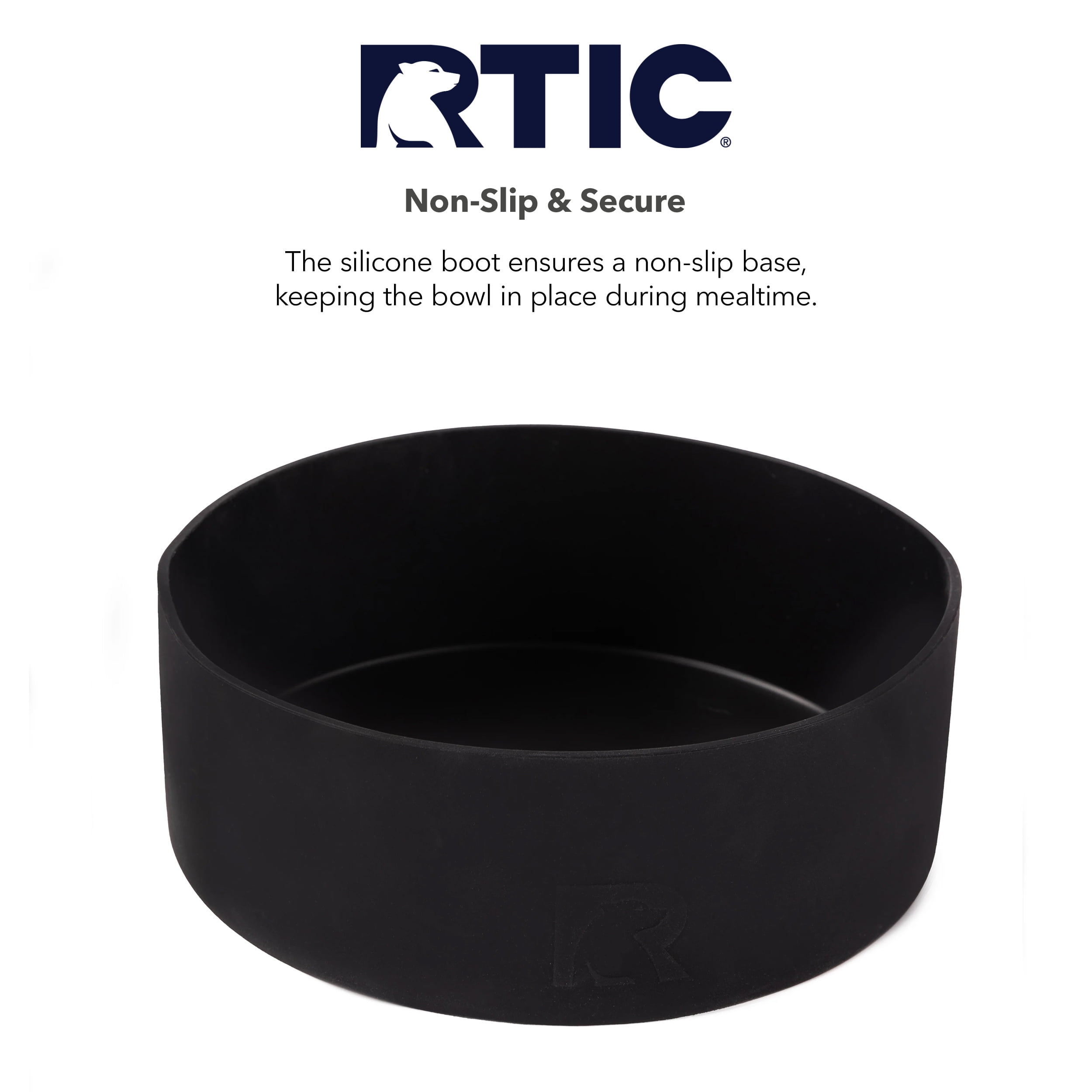 RTIC 3-in-1 Dog Bowl, Large, Stainless Steel Insulated Bowl, Silicone Lid, Black & Black