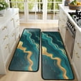 thumbnail image 4 of Kitchen Rugs Sets Of 2,Teal Gold Marble Pattern Anti Fatigue Kitchen Mat Rugs Non Slip Washable,Decorative Kitchen Floor Mats for Kitchen,Sink,Laundry,17"x47"+17"x47", 4 of 5