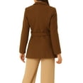 thumbnail image 3 of INSPIRE CHIC Women's Notched Lapel Long Sleeves Double Breasted Winter Trenchcoat XS Caramel, 3 of 6