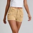 thumbnail image 7 of Cagogo Women's Cargo High Waisted Shorts with Pockets Casual Solid Streetwear Vacation Shorts Regular Fit Summer Travel Beach Shorts for Women, Khaki S, 7 of 7