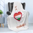 thumbnail image 4 of Hungary Soft Flannel Fleece Blanket, I Love Hungary Text with Heart Colored in National Flag Tones Grunge Illustration, Cozy Plush for Indoor and Outdoor Use, 50" x 70", Multicolour, by Ambesonne, 4 of 5