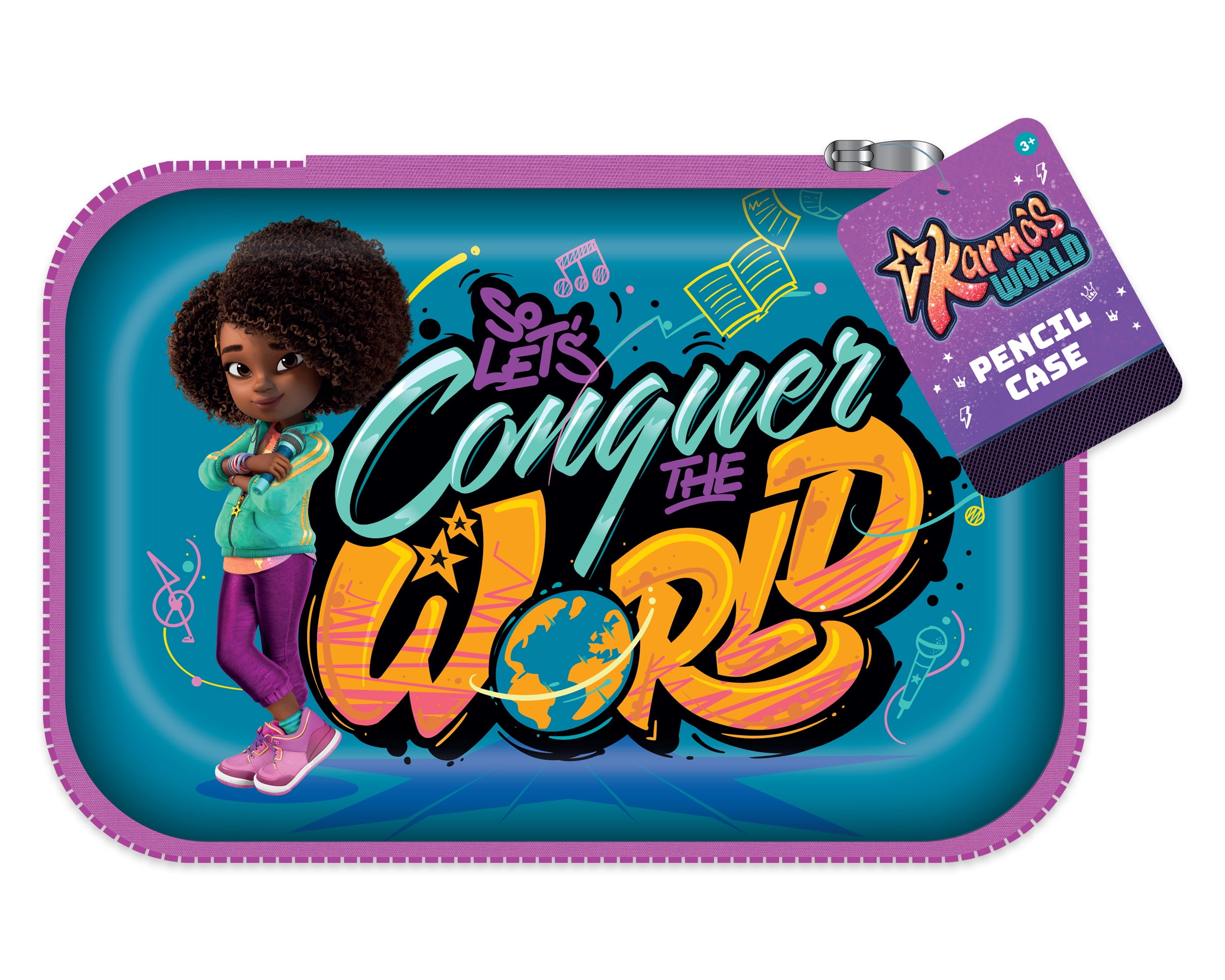 Karma’s World Multicolor Pencil Case, 8.5-inches W by 5-inches L, Hard Case