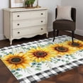 thumbnail image 3 of 3'x5' Rug for Living Room Bedroom, Sunflower Washable Area Rugs Non-Slip Carpet Mats, Yellow Floral Black Plaid Eucalyptus Leaves Indoor Low Pile Area Rug Runner for Kitchen, Mudroom, 3 of 8