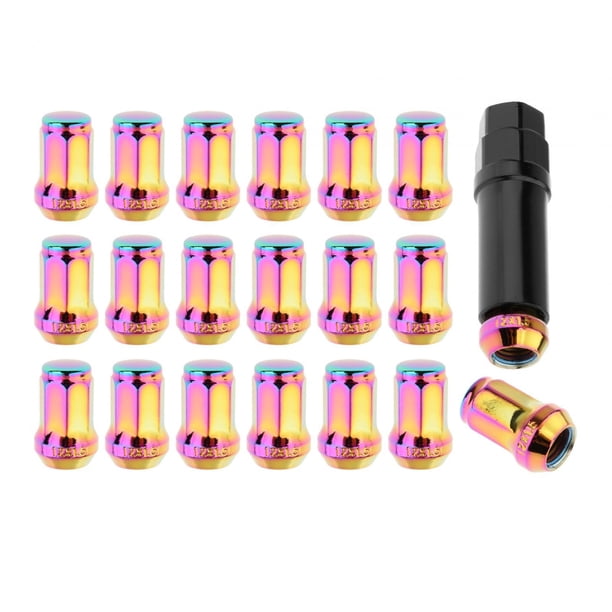 20 piezas de tuercas de rueda con llave de repuesto, accesorios robustos con una apertura Colorido M12x1.5