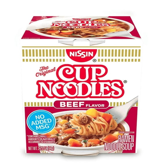 Nissin Cup Noodles Ramen Noodle Soup, Beef, 2.25 Oz (Pack of 12)