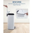 thumbnail image 5 of 8 Gallon Kitchen Trash Can, Stainless Steel Garbage Can with Lid and Inner Bucket, Step-On Square Trash Bin for Home Office Bedroom Bathroom Laundry Room - White, 5 of 8