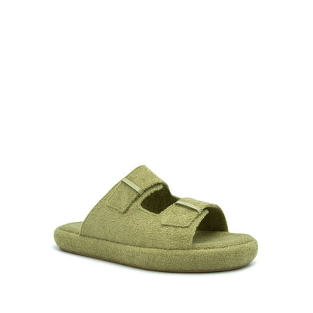 

ILIO SMERALDO Womens Green Adjustable Strap Cushioned Frankie Round Toe Platform Slip On Slide Sandals 36