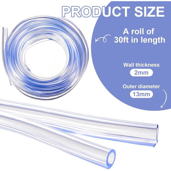 30 Ft Dog & Cat Cord Protector, Clear 1/2" PVC Flexible Cable Sleeve, 2mm Thick Wire Cover for USB, Charger, Audio & Electric Cables