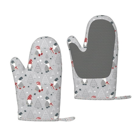 

Junzan Santa with Gifts for Oven Mitts 2 Piece Set BBQ Gloves Grilling Gloves Heat Resistant Oven Gloves Kitchen Silicone Oven Mitts for Barbecue/Cooking/Baking