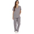 thumbnail image 1 of Conjuntos médicos para mujer con seis bolsillos (cuello en V y pantalón tipo cargo), 1 of 3